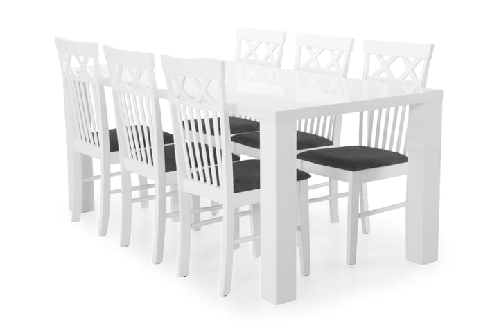 Ruokapöytä Jack 6 Magdalena tuolia - Valkoinen - Ruokailuryhmä