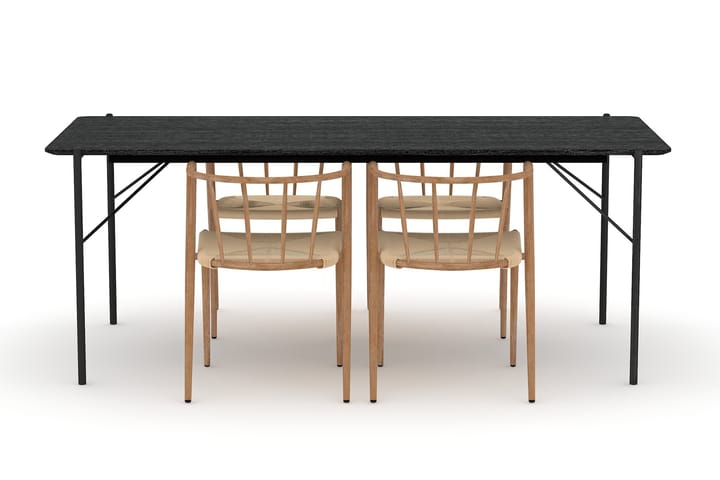 Ruokapöytä Leeling 200 cm 4 Radella tuolia - Musta - Ruokailuryhmä