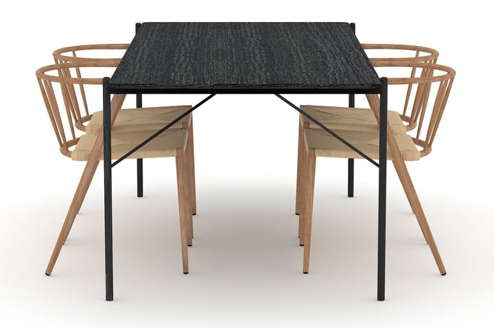 Ruokapöytä Leeling 200 cm 4 Radella tuolia - Musta - Ruokailuryhmä