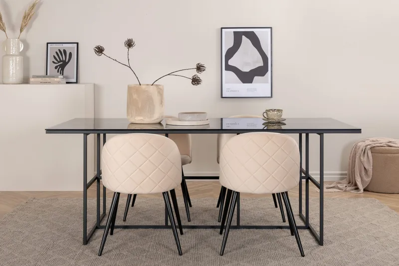 Ruokapöytä Leif 4 kpl Velvet Ruokatuolia - Huonekalut - Pöytä & ruokailuryhmä - Ruokailuryhmä