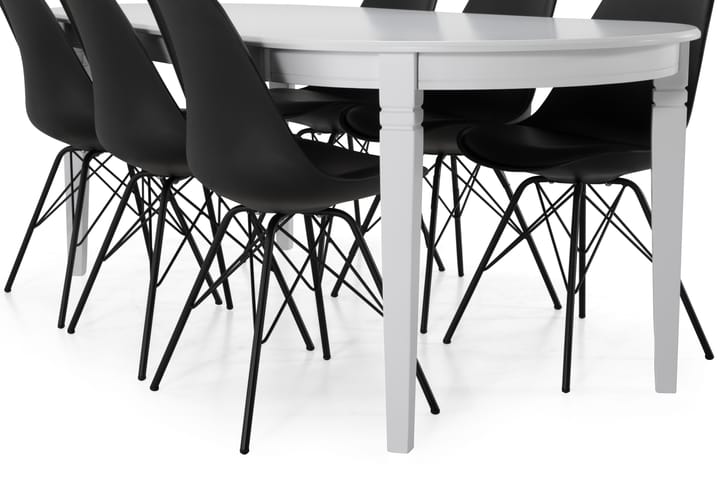 Ruokapöytä Lowisa 200 cm Ovaali - Valkoinen/Musta - Ruokailuryhmä