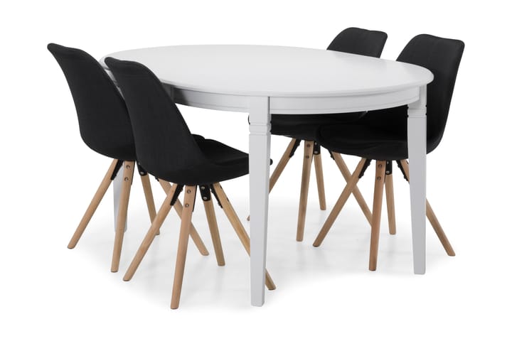 Ruokapöytä Lowisa 4 Anton tuolia - Valkoinen/Tummanharmaa - Ruokailuryhmä