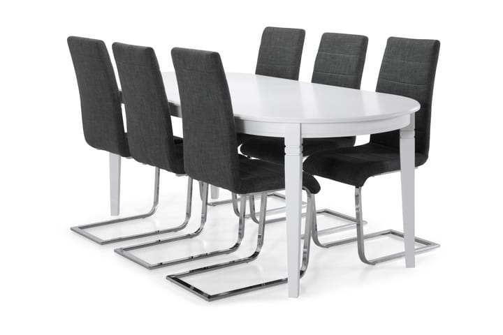 Ruokapöytä Lowisa 4 Jack tuolia - Valkoinen/Harmaa - Ruokailuryhmä