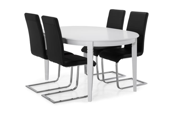 Ruokapöytä Lowisa 4 Jack tuolia - Valkoinen/Musta/Kromi - Ruokailuryhmä