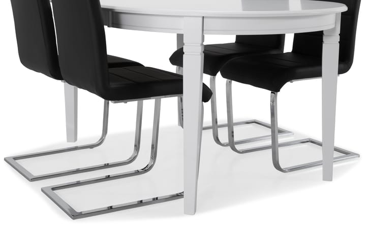 Ruokapöytä Lowisa 4 Jack tuolia - Valkoinen/Musta/Kromi - Ruokailuryhmä