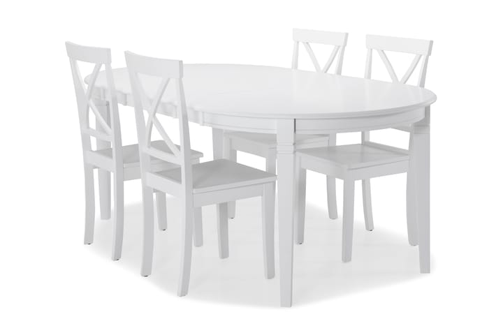 Ruokapöytä Lowisa 4 Nadica tuolia - Valkoinen - Ruokailuryhmä
