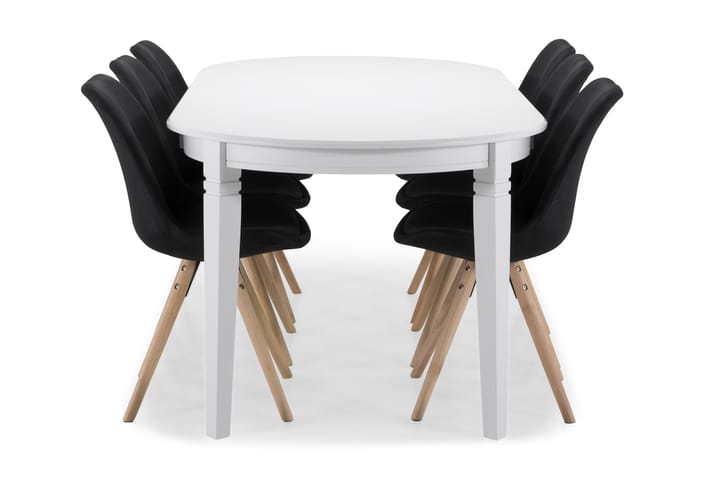Ruokapöytä Lowisa 6 Anton tuolia - Valkoinen/Tummanharmaa - Ruokailuryhmä