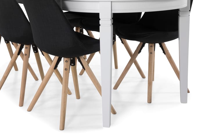 Ruokapöytä Lowisa 6 Anton tuolia - Valkoinen/Tummanharmaa - Ruokailuryhmä