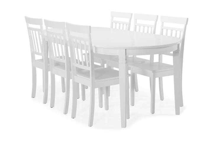 Ruokapöytä Lowisa 6 Catskill tuolia - Valkoinen - Ruokailuryhmä
