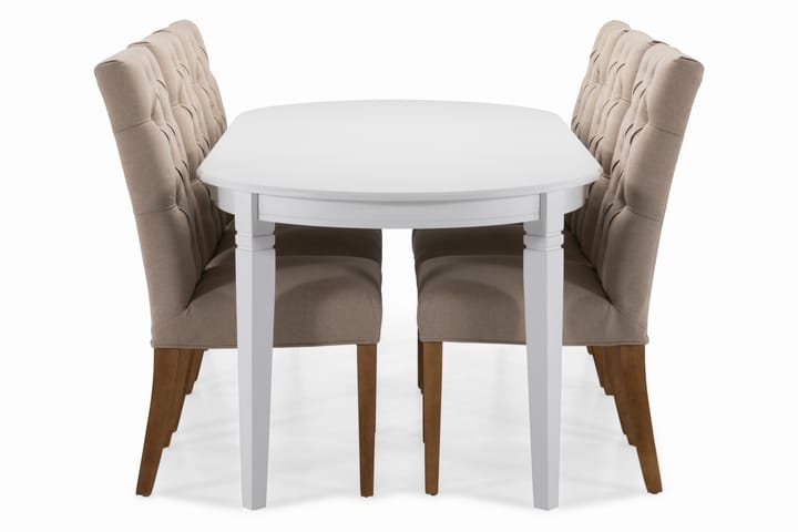 Ruokapöytä Lowisa 6 Emmie tuolia - Beige/Valkoinen - Ruokailuryhmä