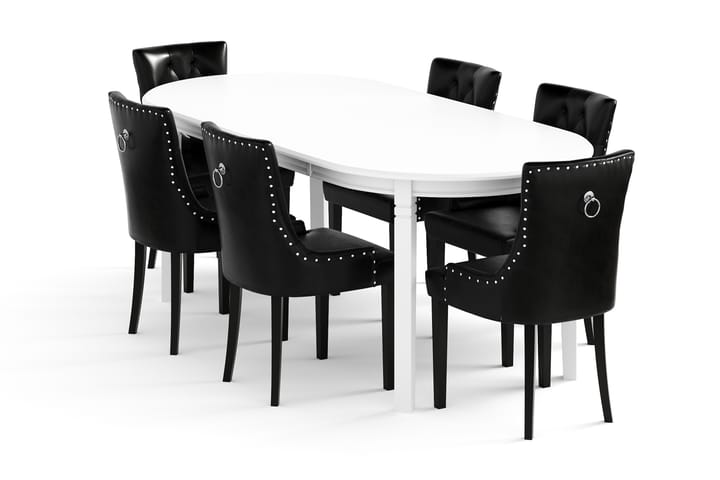 Ruokapöytä Lowisa 6 Hermione tuolia - Valkoinen/musta - Ruokailuryhmä