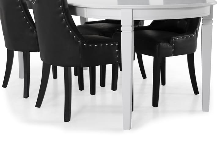 Ruokapöytä Lowisa 6 Hermione tuolia - Valkoinen/musta - Ruokailuryhmä