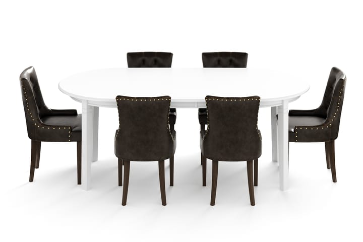 Ruokapöytä Lowisa 6  Hermione tuolia - Valkoinen/Ruskea - Ruokailuryhmä