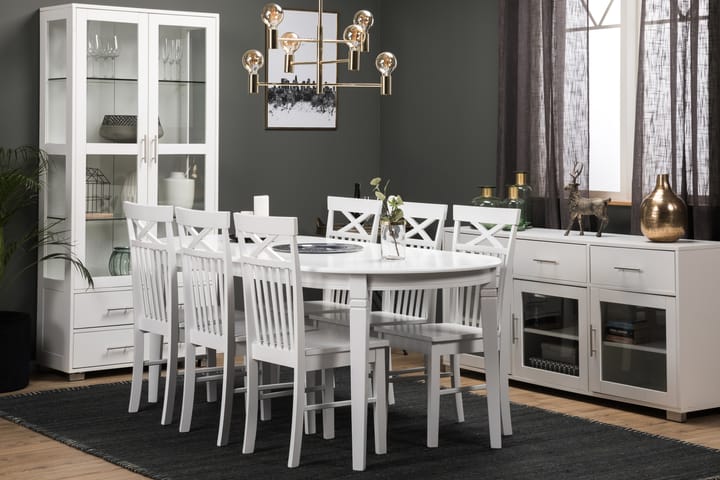 Ruokapöytä Lowisa 6 Matilda tuolia - Valkoinen - Ruokailuryhmä