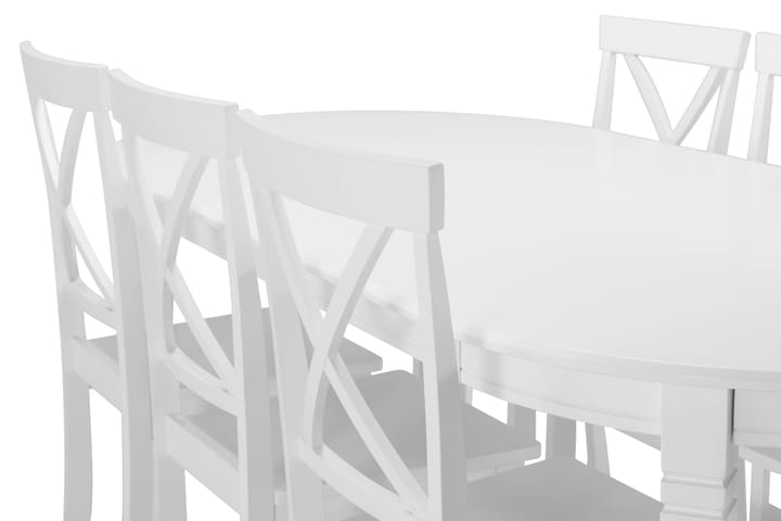 Ruokapöytä Lowisa 6 Nadica tuolia - Valkoinen - Ruokailuryhmä