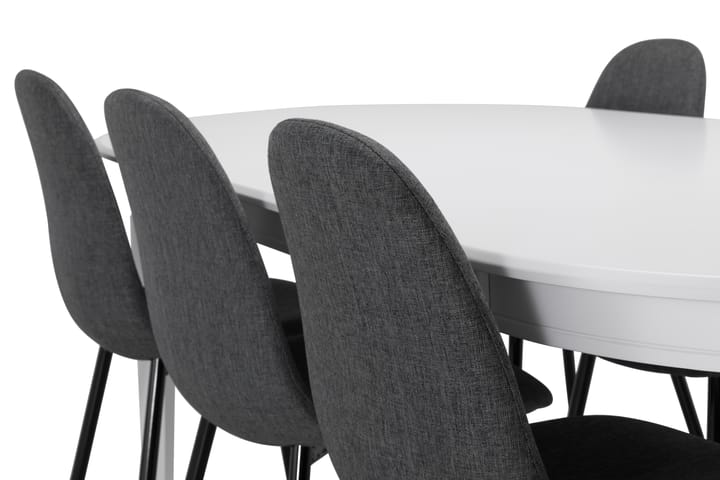 Ruokapöytä Lowisa 6 Naira tuolia - Valkoinen/Harmaa/Musta - Ruokailuryhmä