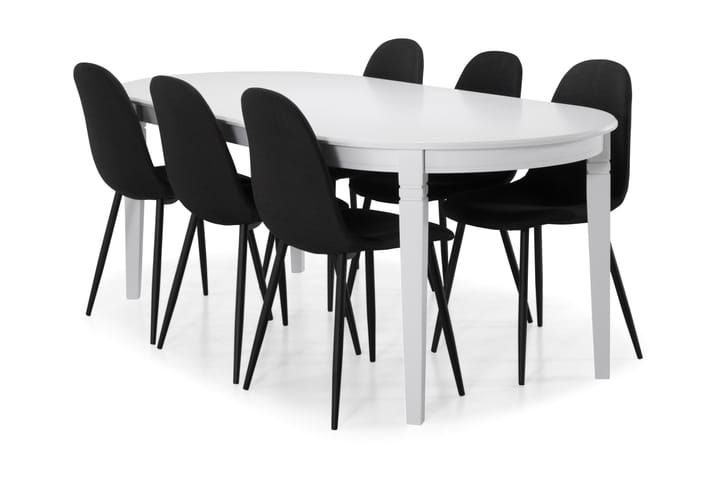 Ruokapöytä Lowisa 6 Naira tuolia - Valkoinen/musta - Ruokailuryhmä