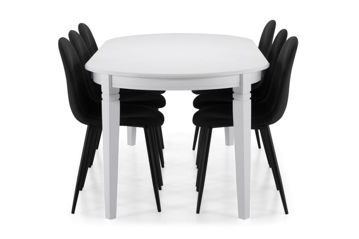 Ruokapöytä Lowisa 6 Naira tuolia - Valkoinen/musta - Ruokailuryhmä