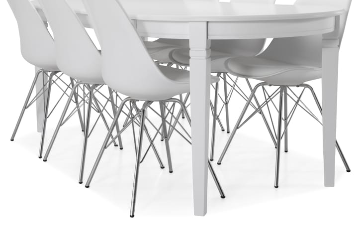 Ruokapöytä Lowisa 6 Scale tuolia - Valkoinen/Kromi - Ruokailuryhmä