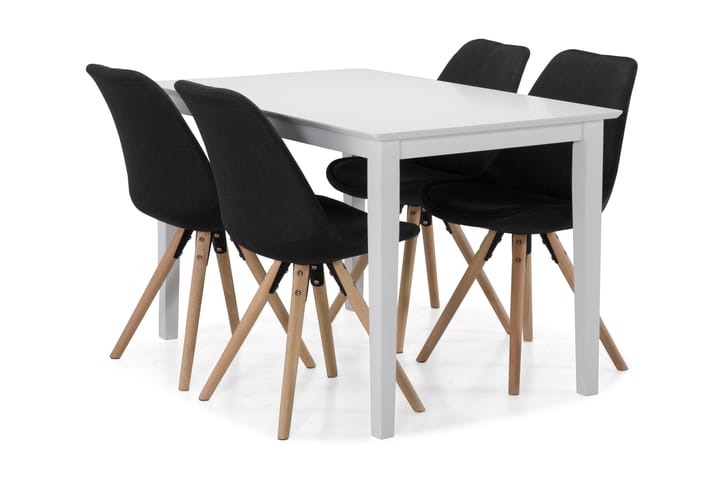 Ruokapöytä Matilda 4 Anton tuolia - Valkoinen/Tummanharmaa - Ruokailuryhmä