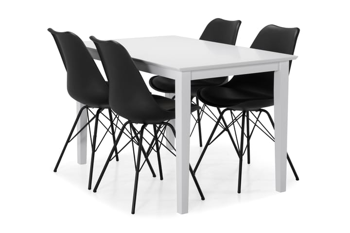 Ruokapöytä Matilda 4 Scale tuolia - Valkoinen/Musta - Ruokailuryhmä
