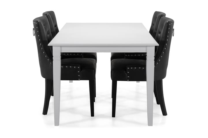 Ruokapöytä Twain 4 Hermione tuolia - Valkoinen/Musta - Ruokailuryhmä