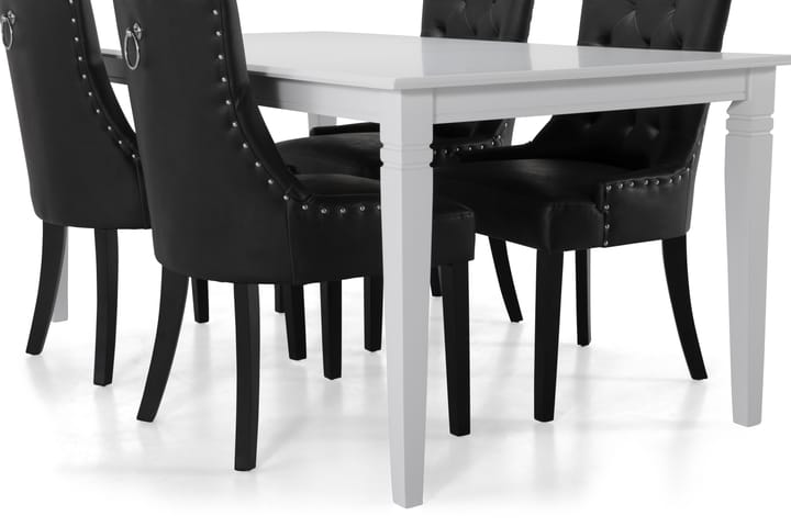 Ruokapöytä Twain 4 Hermione tuolia - Valkoinen/Musta - Ruokailuryhmä