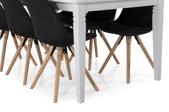Ruokapöytä Twain 6 Anton tuolia - Valkoinen/Tummanharmaa - Ruokailuryhmä