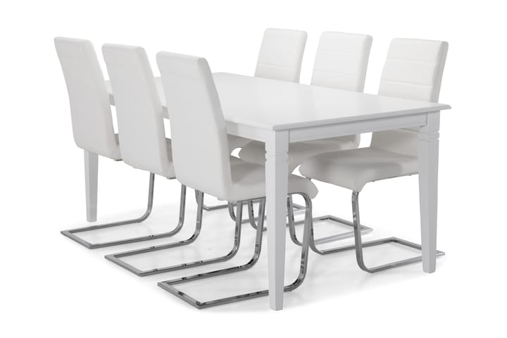 Ruokapöytä Twain 6 Jack tuolia - Valkoinen - Ruokailuryhmä