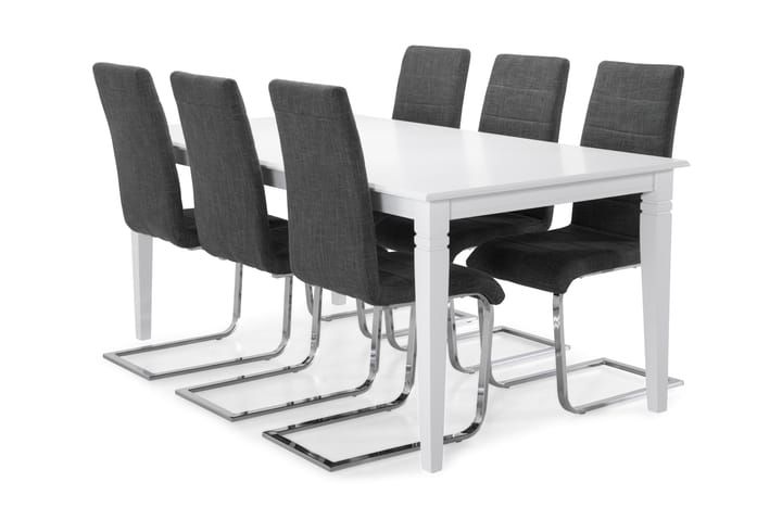 Ruokapöytä Twain 6 Jack tuolia - Valkoinen/Harmaa - Ruokailuryhmä