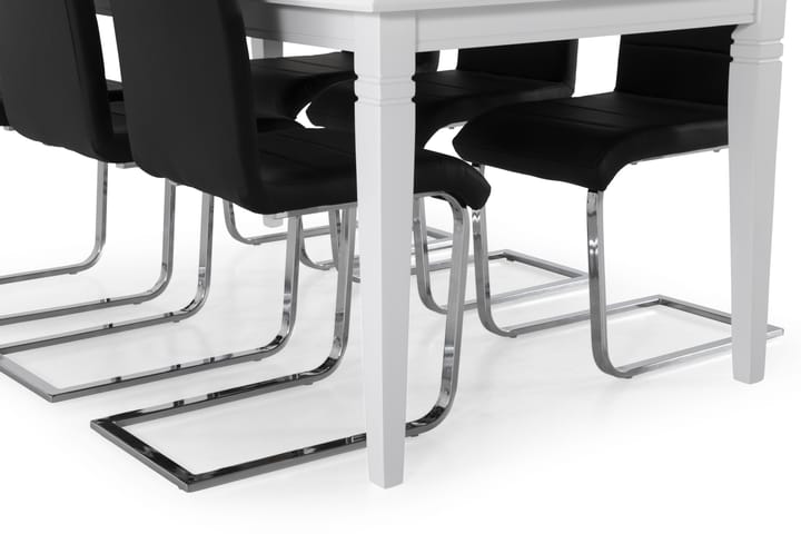 Ruokapöytä Twain 6 Jack tuolia - Valkoinen/Musta/Kromi - Ruokailuryhmä