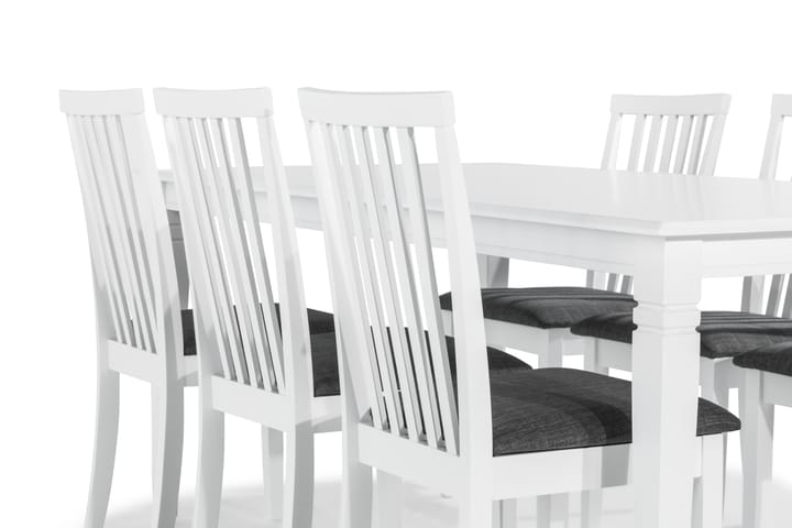 Ruokapöytä Twain 6 Lowisa tuolia - Valkoinen/Harmaa - Ruokailuryhmä