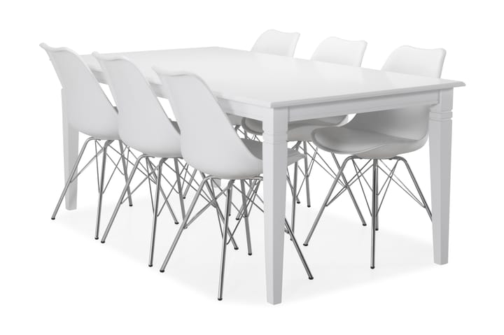 Ruokapöytä Twain 6 Scale tuolia - Valkoinen/Kromi - Ruokailuryhmä