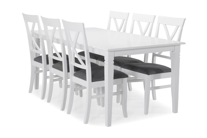 Ruokapöytä Twain 6 Twain tuolia - Valkoinen - Ruokailuryhmä