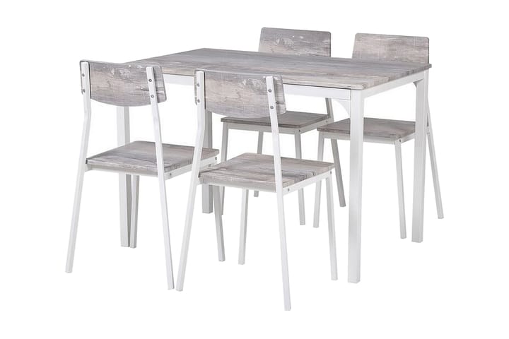 Ruokaryhmä Almont 110 cm 4 tuolia - Harmaa/Valkoinen - Ruokailuryhmä
