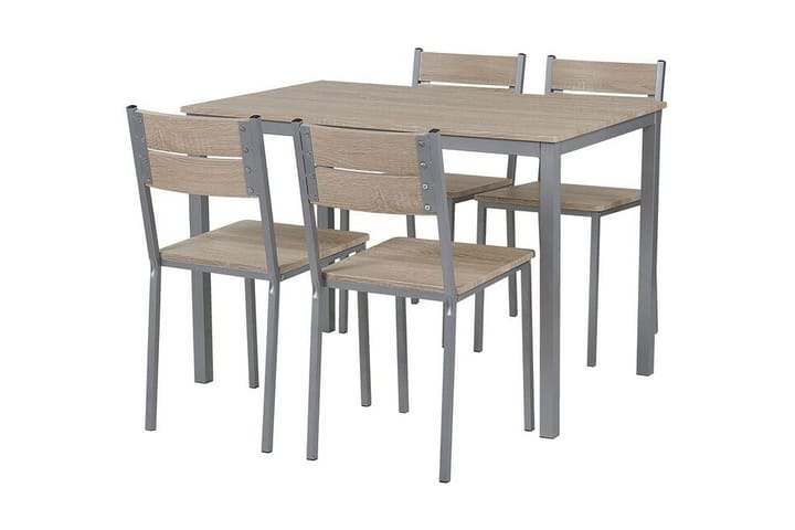 Ruokaryhmä Hallau 110 cm 4 tuolia - Vaaleanruskea / harmaa - Ruokailuryhmä