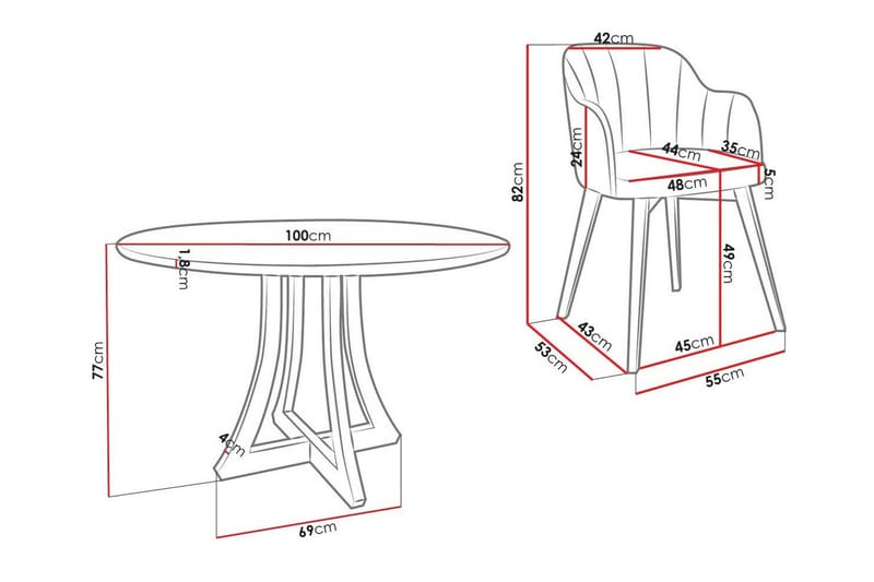 Ruokaryhmä Kendale - Huonekalut - Pöytä & ruokailuryhmä - Ruokailuryhmä