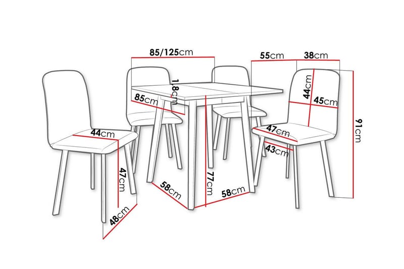 Ruokaryhmä Narberth - Huonekalut - Pöytä & ruokailuryhmä - Ruokailuryhmä
