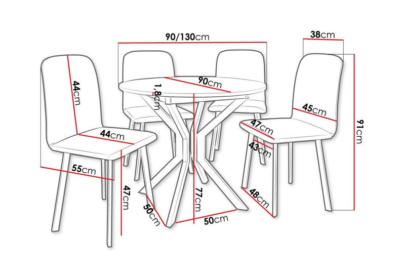 Ruokaryhmä Narberth - Huonekalut - Pöytä & ruokailuryhmä - Ruokailuryhmä