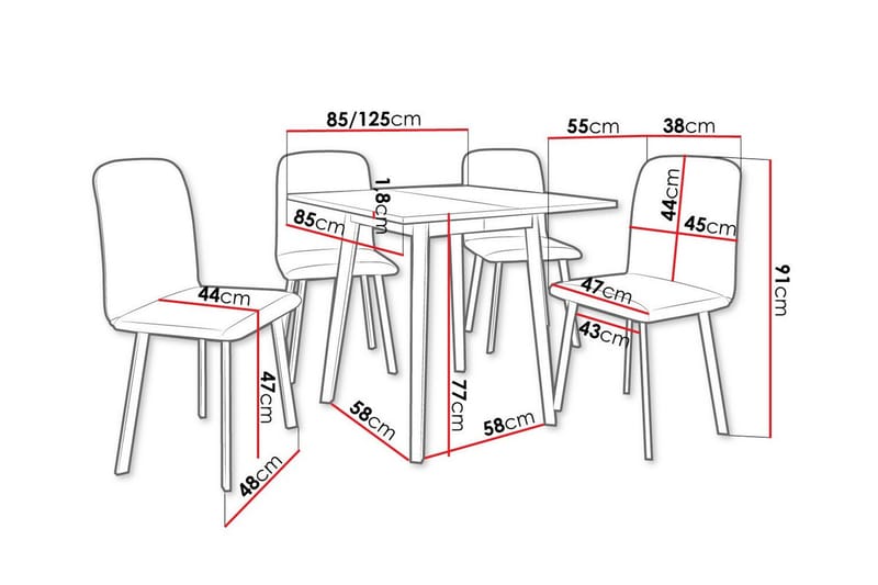 Ruokaryhmä Narberth - Huonekalut - Pöytä & ruokailuryhmä - Ruokailuryhmä