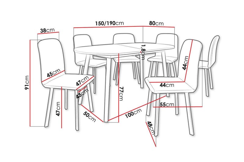 Ruokaryhmä Narberth - Huonekalut - Pöytä & ruokailuryhmä - Ruokailuryhmä