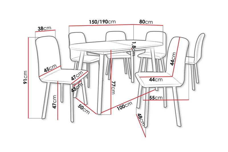 Ruokaryhmä Narberth - Huonekalut - Pöytä & ruokailuryhmä - Ruokailuryhmä