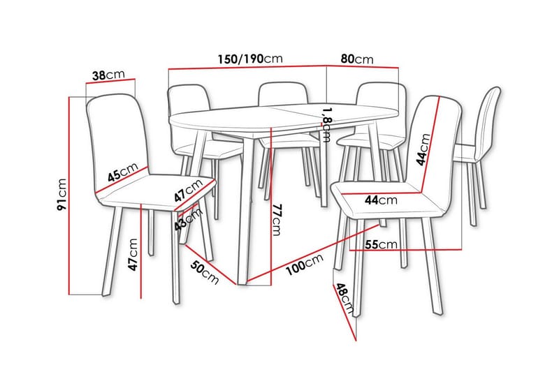 Ruokaryhmä Narberth - Huonekalut - Pöytä & ruokailuryhmä - Ruokailuryhmä