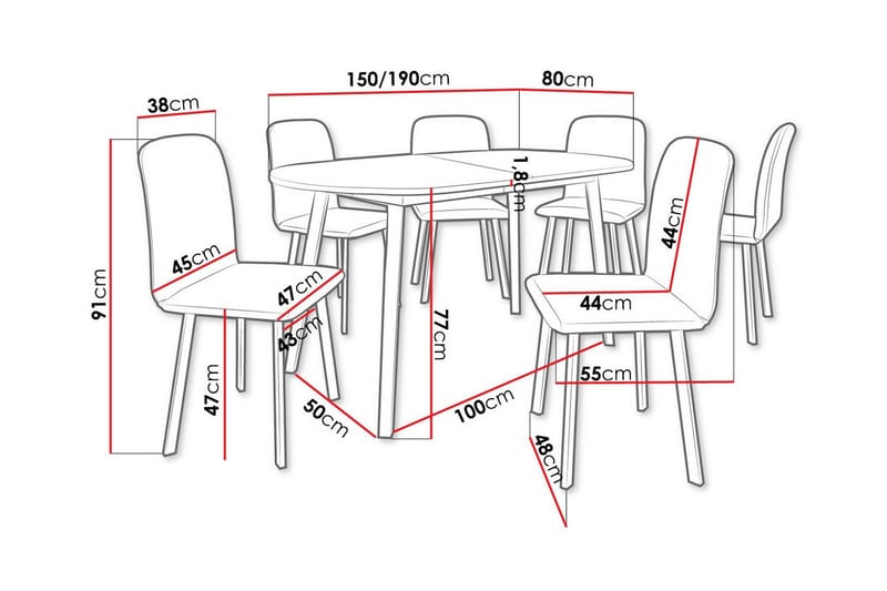 Ruokaryhmä Narberth - Huonekalut - Pöytä & ruokailuryhmä - Ruokailuryhmä