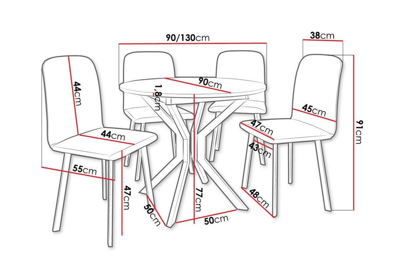 Ruokaryhmä Narberth - Huonekalut - Pöytä & ruokailuryhmä - Ruokailuryhmä