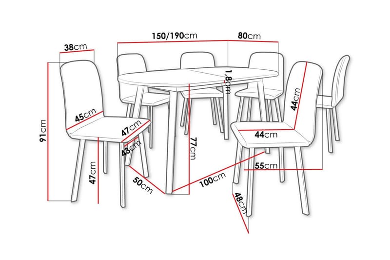 Ruokaryhmä Narberth - Huonekalut - Pöytä & ruokailuryhmä - Ruokailuryhmä