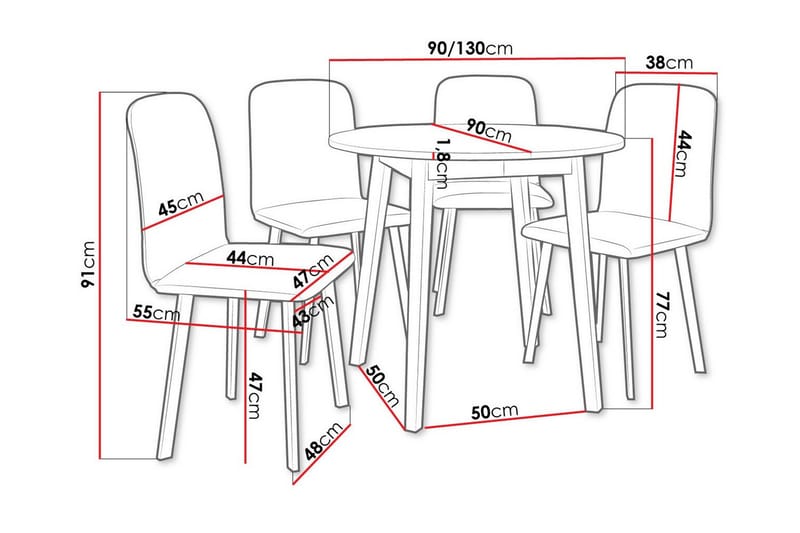 Ruokaryhmä Narberth - Huonekalut - Pöytä & ruokailuryhmä - Ruokailuryhmä