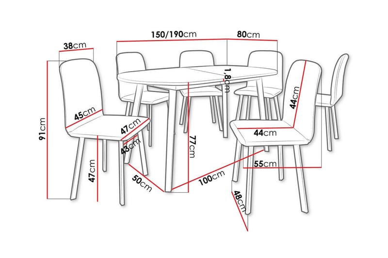 Ruokaryhmä Narberth - Huonekalut - Pöytä & ruokailuryhmä - Ruokailuryhmä