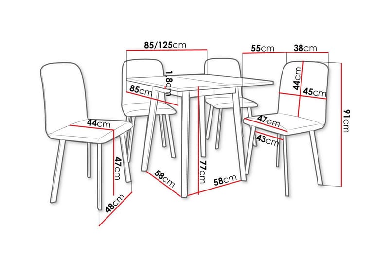 Ruokaryhmä Narberth - Huonekalut - Pöytä & ruokailuryhmä - Ruokailuryhmä