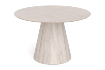 Siena-ruokailuryhmä, pyöreä 130 cm, valkolakattu, 6 Build-ruokatuolia - Valkokuullotettu/luonnonväri/kromi - Huonekalut - Pöytä & ruokailuryhmä - Ruokailuryhmä